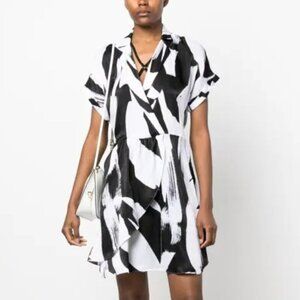 DKNY Black and White Graphic Mini Dress - XS